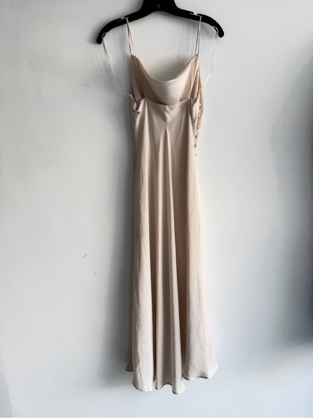 ZARA Cream Cowl Neck Satin-Effect Buttoned Slip Midi Dress Small 8604 - Picture 6 of 13